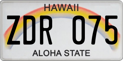 HI license plate ZDR075