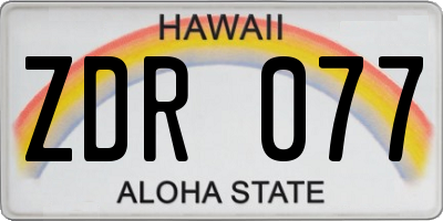 HI license plate ZDR077