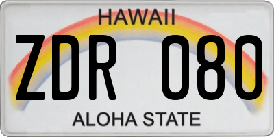 HI license plate ZDR080
