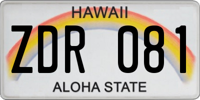 HI license plate ZDR081