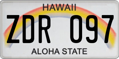 HI license plate ZDR097