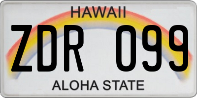 HI license plate ZDR099
