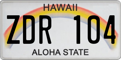 HI license plate ZDR104
