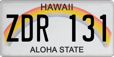 HI license plate ZDR131