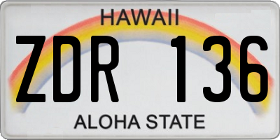 HI license plate ZDR136