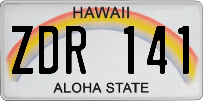 HI license plate ZDR141