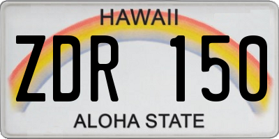 HI license plate ZDR150