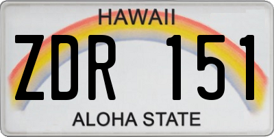 HI license plate ZDR151