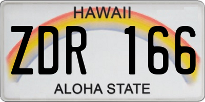 HI license plate ZDR166