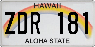 HI license plate ZDR181