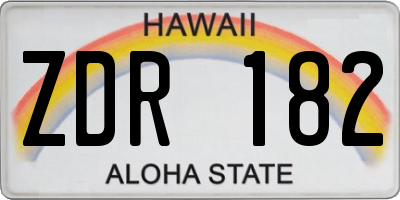 HI license plate ZDR182