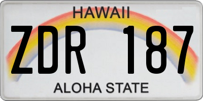 HI license plate ZDR187