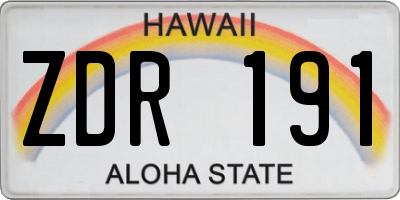 HI license plate ZDR191