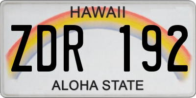 HI license plate ZDR192