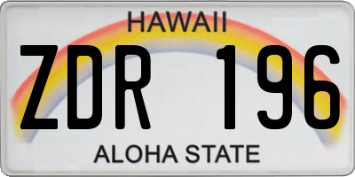 HI license plate ZDR196