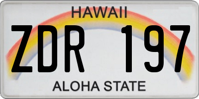 HI license plate ZDR197