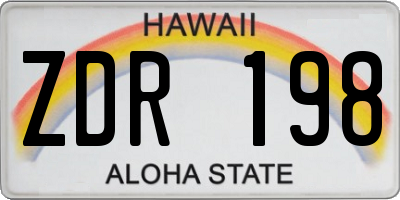 HI license plate ZDR198