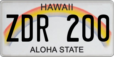 HI license plate ZDR200