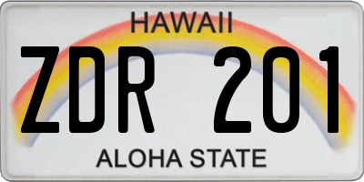 HI license plate ZDR201
