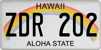 HI license plate ZDR202