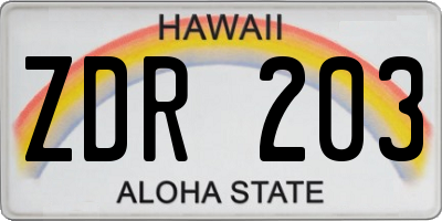 HI license plate ZDR203