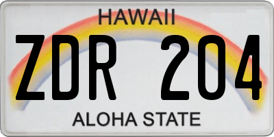 HI license plate ZDR204