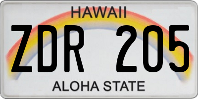 HI license plate ZDR205