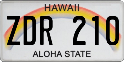HI license plate ZDR210