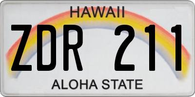 HI license plate ZDR211