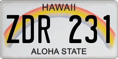 HI license plate ZDR231