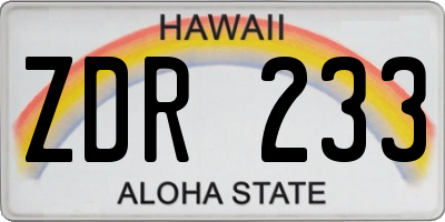 HI license plate ZDR233