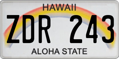 HI license plate ZDR243
