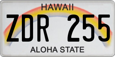 HI license plate ZDR255