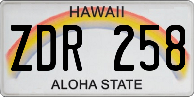 HI license plate ZDR258