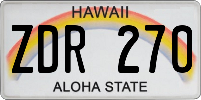 HI license plate ZDR270