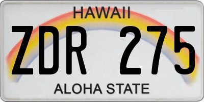 HI license plate ZDR275