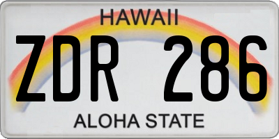 HI license plate ZDR286