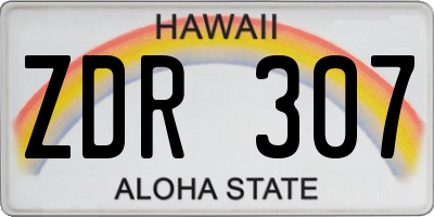 HI license plate ZDR307