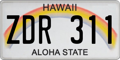 HI license plate ZDR311