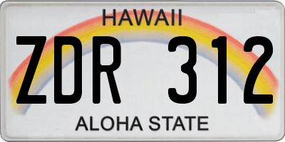 HI license plate ZDR312