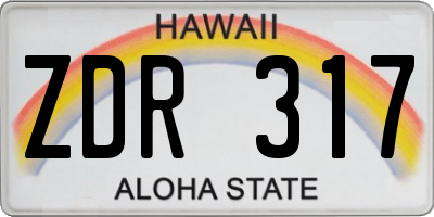 HI license plate ZDR317