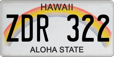 HI license plate ZDR322