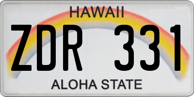 HI license plate ZDR331