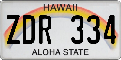 HI license plate ZDR334