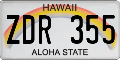 HI license plate ZDR355