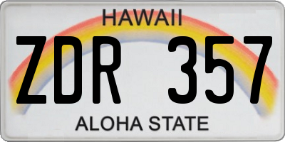 HI license plate ZDR357