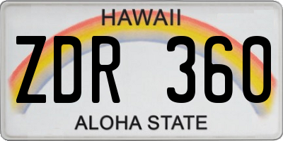 HI license plate ZDR360