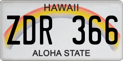 HI license plate ZDR366