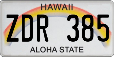 HI license plate ZDR385