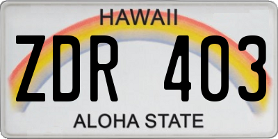 HI license plate ZDR403